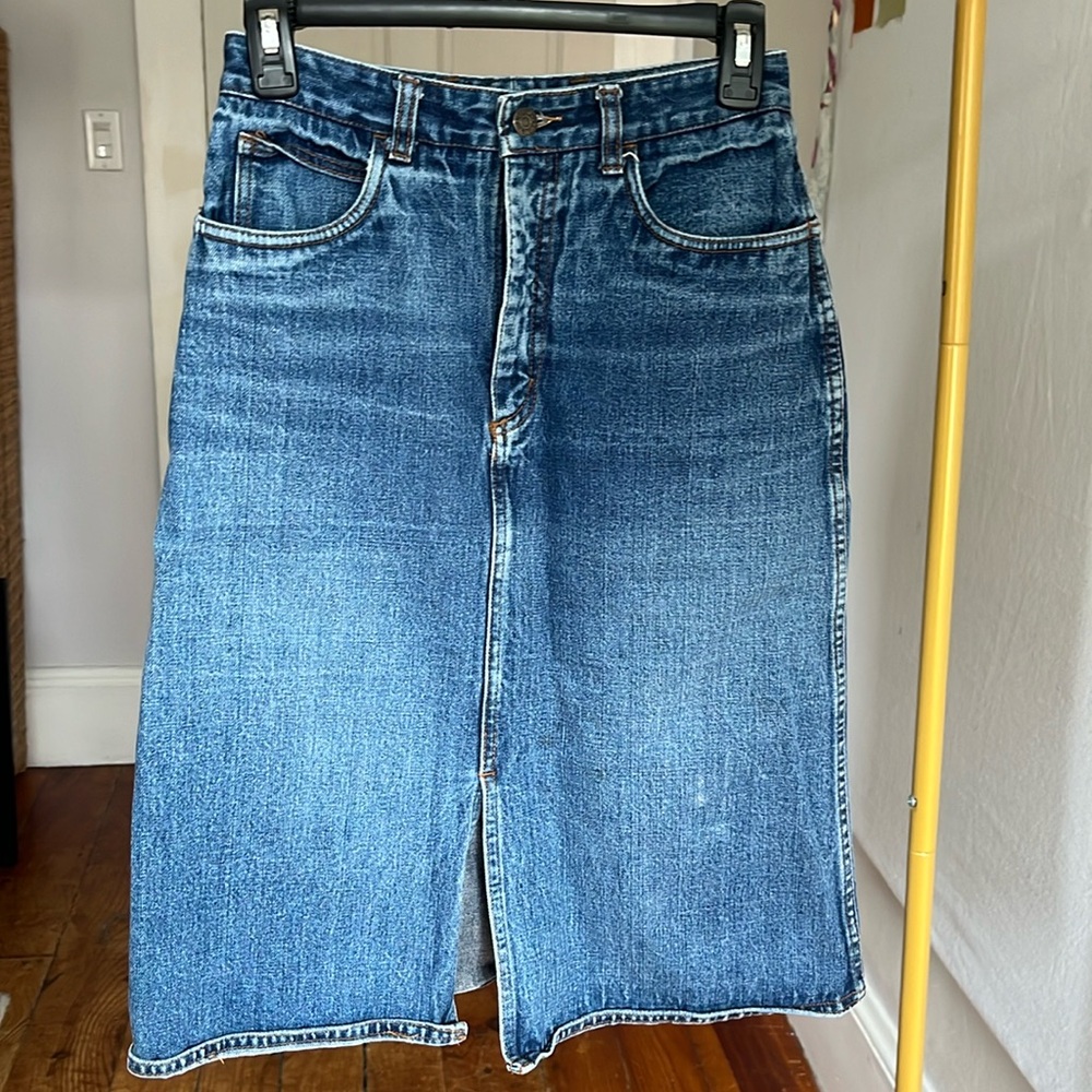Vintage denim midi skirt
